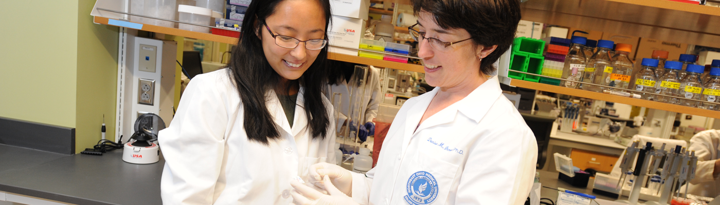 Denise Inman working with a student in her lab