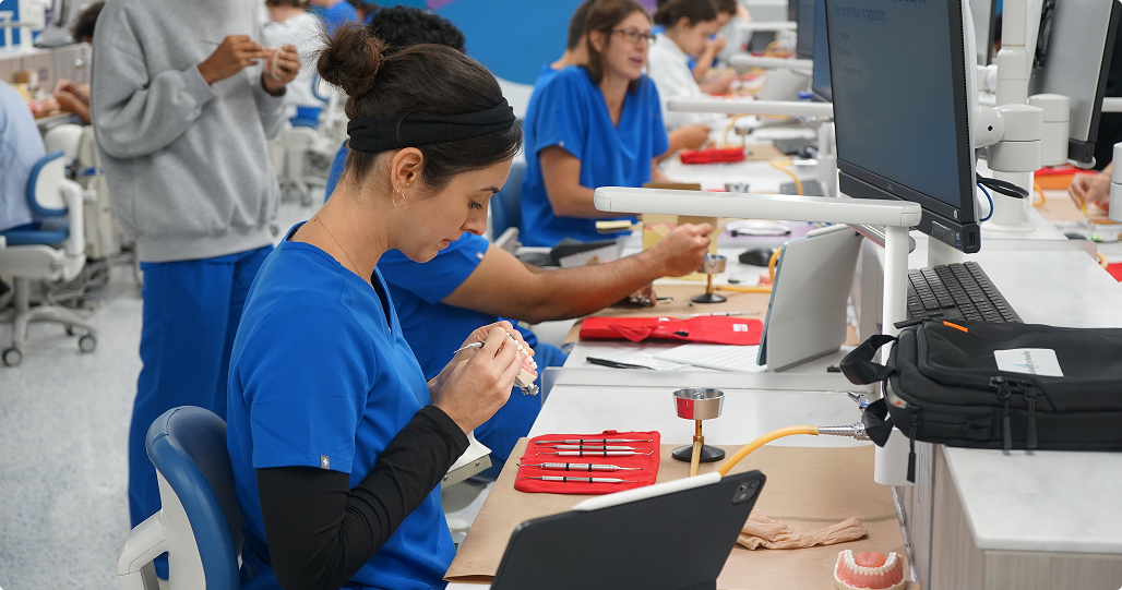 Student working in dentistry lab