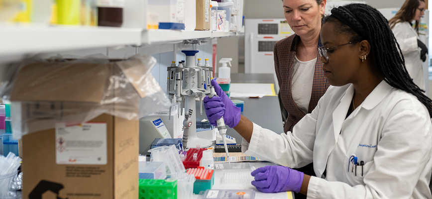 Student working in pharmacy lab