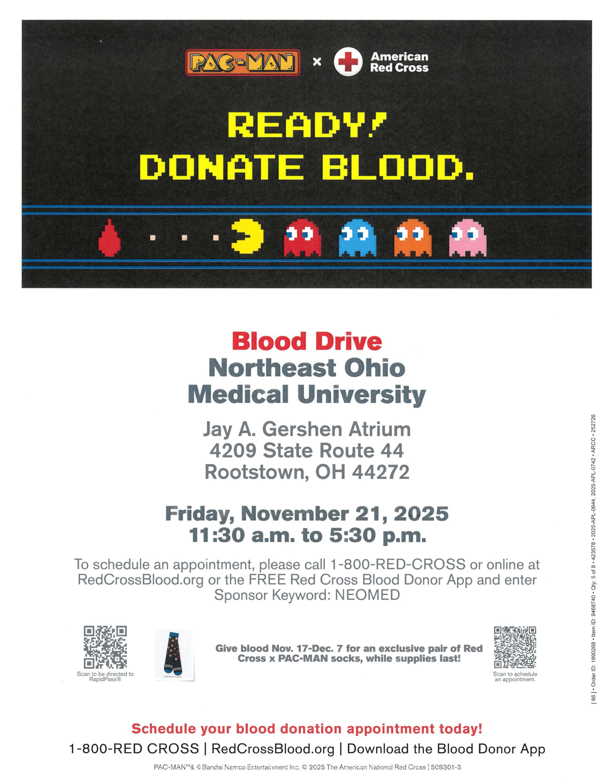 flyer reiterating information about the blood drive