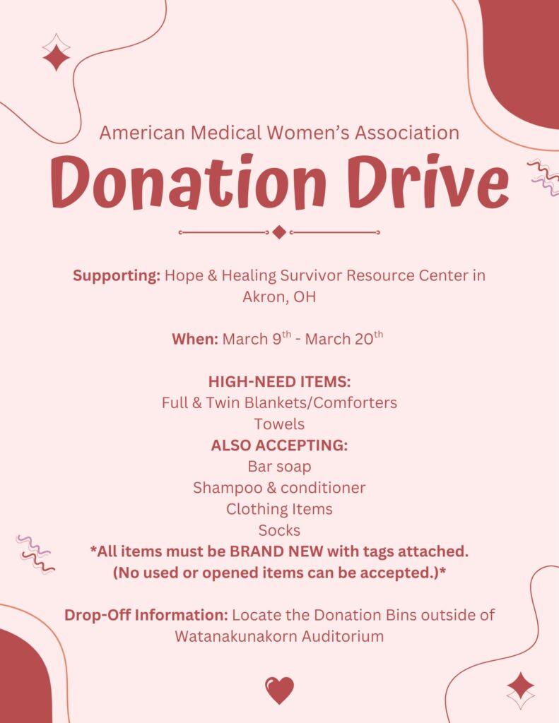 Flyer for donation drive including details from the article