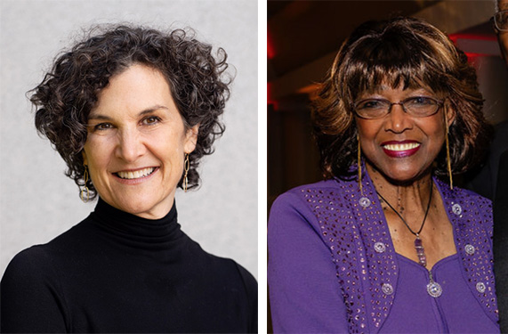 Side by side headshots of two smiling women