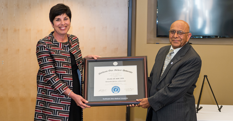 Chander Kohli Recognized for Longtime Service to NEOMED