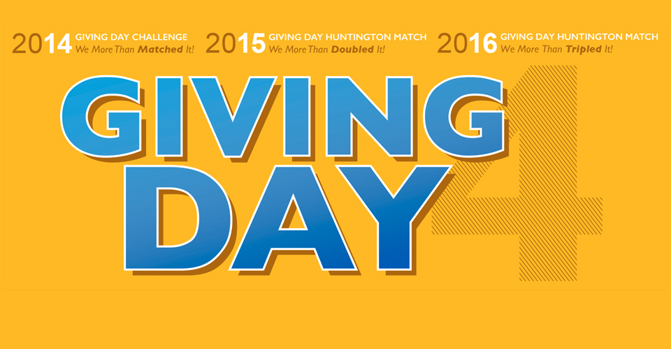 Join the GIVING DAY HUNTINGTON QU4DRUPLE CHALLENGE