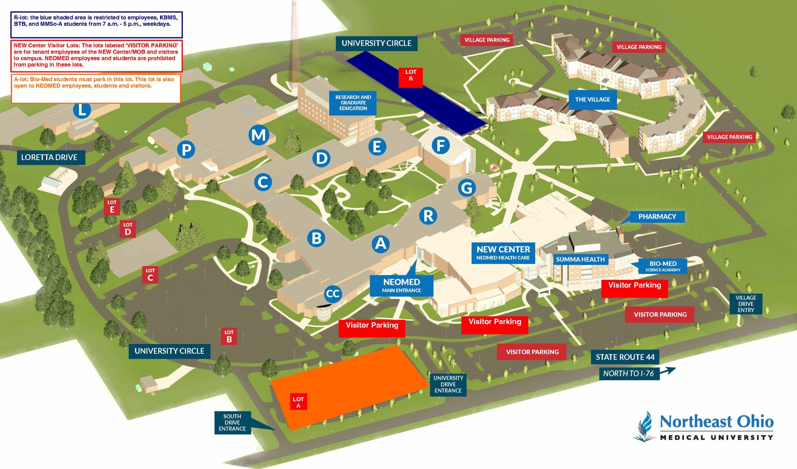 campus map of neomed