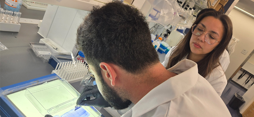 Ph.D. students in lab
