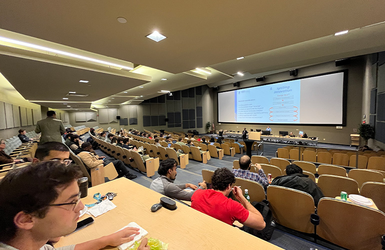 Attendees in a lecture hall