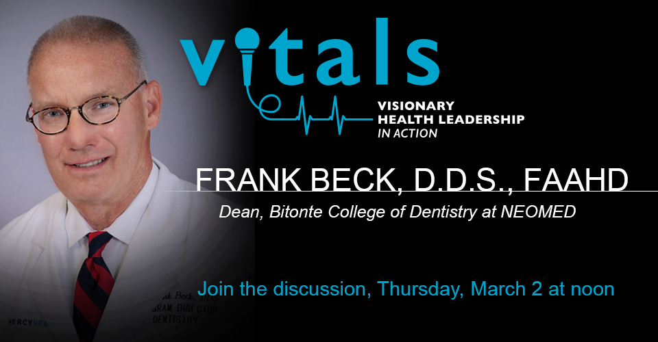 Frank Beck, D.D.S., FAAHD, on the next VITALS