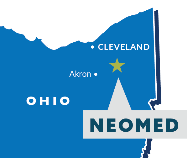 Map of Ohio with NEOMED location pointed out