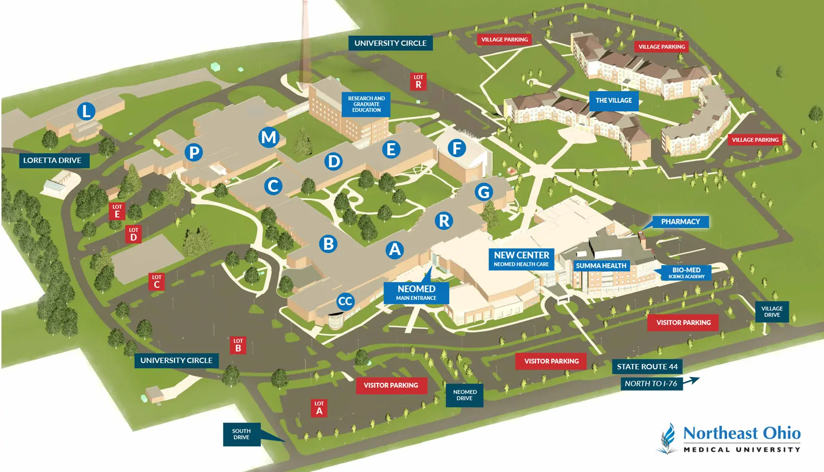 Map of NEOMED campus