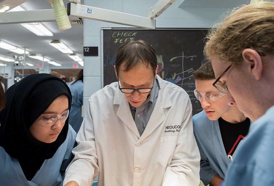 Faculty and students working together