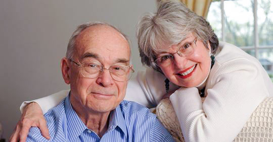 A portrait of a man and woman.