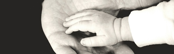 Adult and child hand