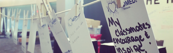 Philanthropy week cards hung by students