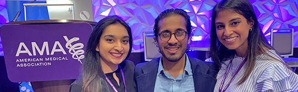 First-year College of Medicine student Megha Gupta, third-year College of Medicine student Hari Iyer, first-year College of Medicine student Nupur Goel.