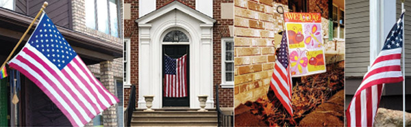 American flags displayed outside NEOMED employee homes