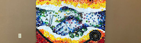 Mural made from bottle caps
