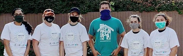 Six NEOMED pharmacy students volunteering at Habitat for Humanity