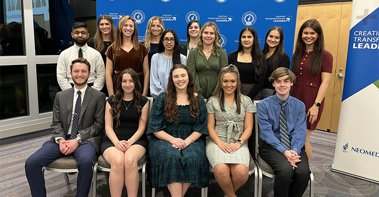 Group photo of students inducted into the Rho Chi pharmacy honor society