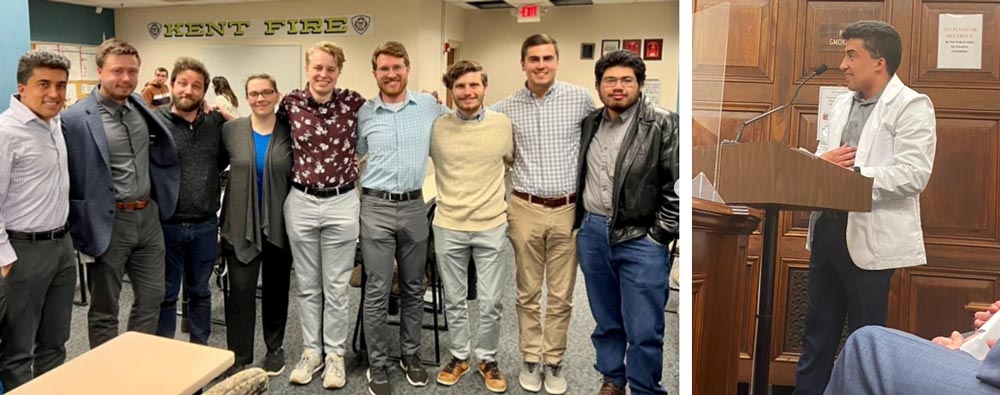 SNaHP members and faculty advisors attended council meetings in Kent, Ohio. Michael Massey testifies before Akron City Council about medical debt.