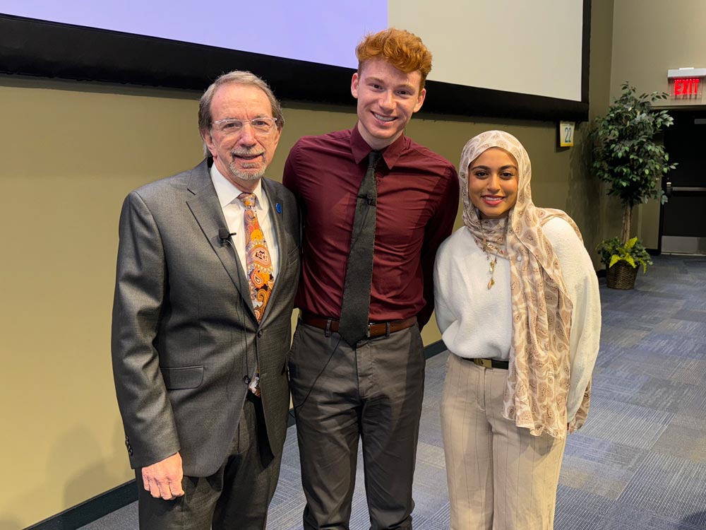 SNaHP advisor Joseph Zarconi, M.D., with third-year students Sam Accordino and Saaleha Shamsi.