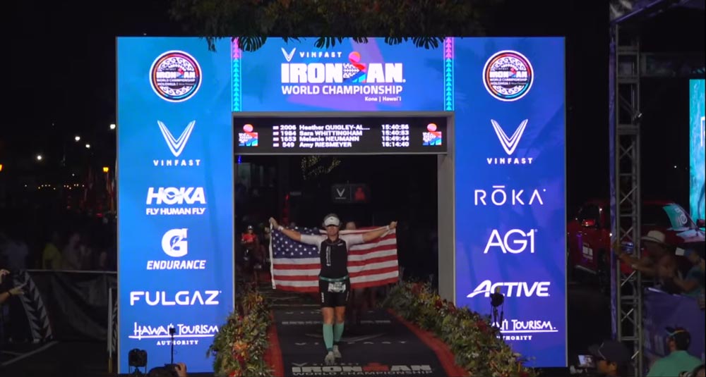 Sara Whittingham, M.D. crosses the finishes line