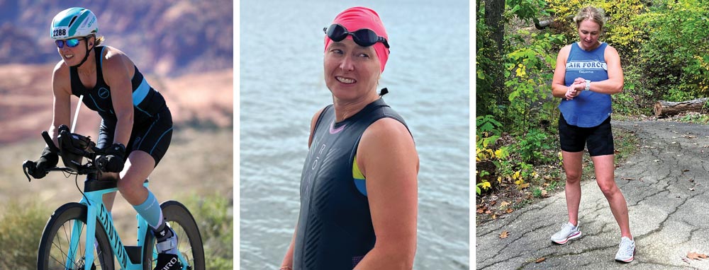 Sara Whittingham swimming, running and biking.