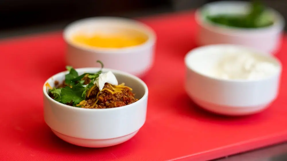 Ingredients in small containers, ready for use.