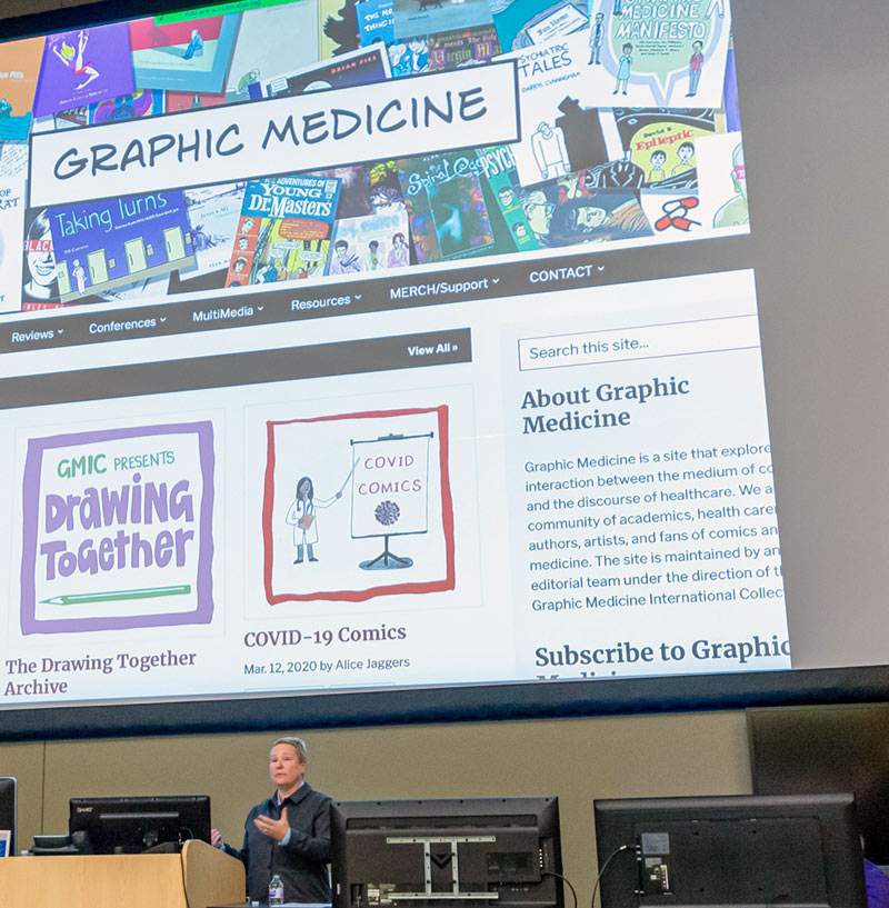 Keynote speaker M.K. Czerwiec speaks to the crowd.