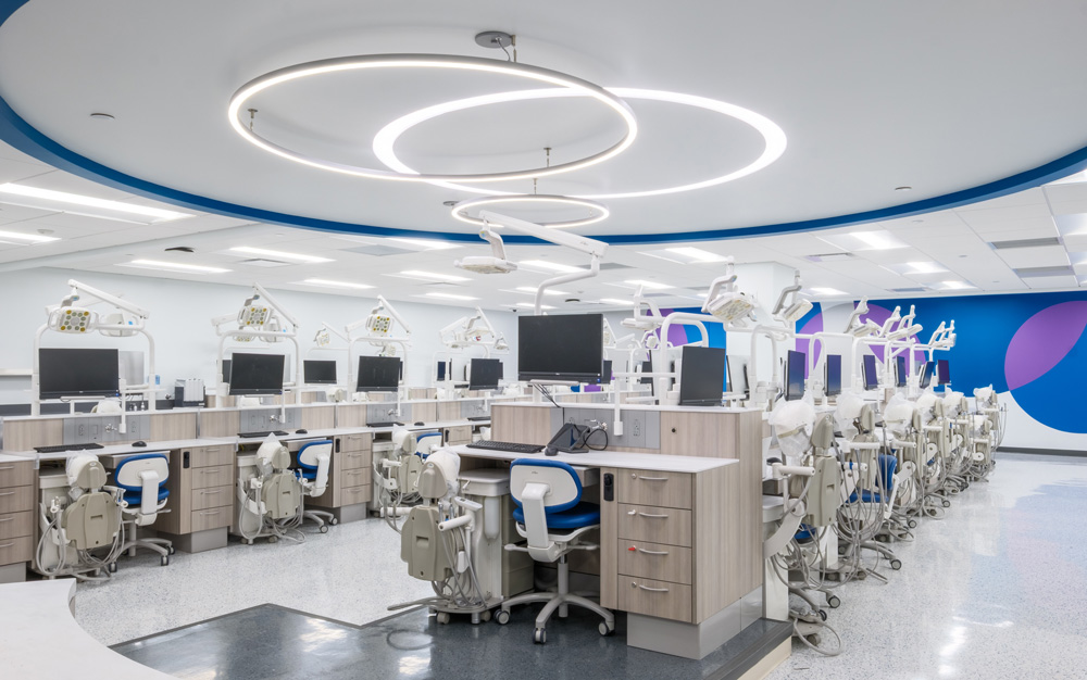 Work stations in the high-tech simulation lab at NEOMED's Bitonte College of Medicine are ready.