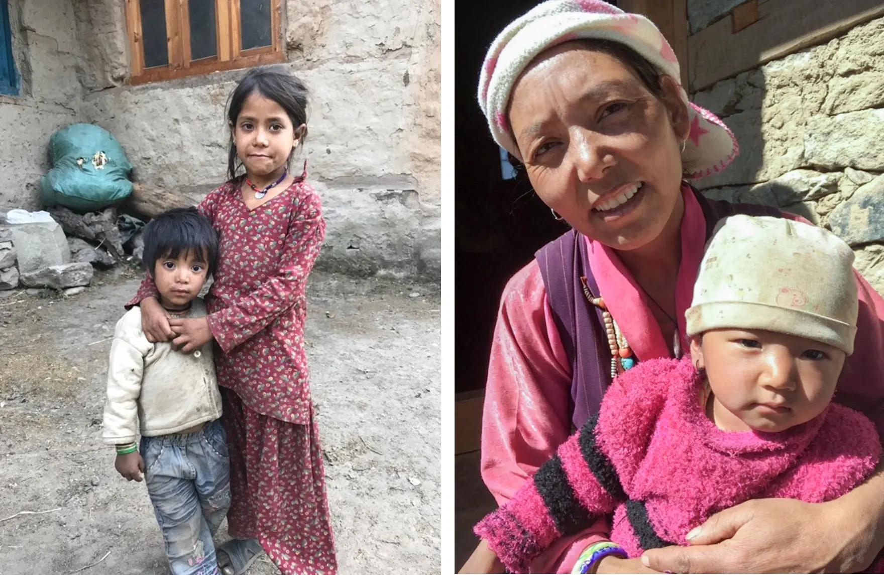Students in Nepal, with siblings and parents.