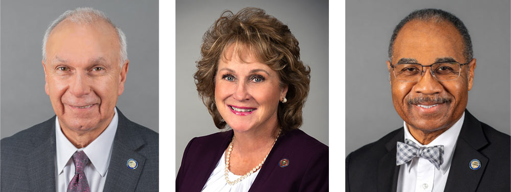 Portraits of three state leaders.