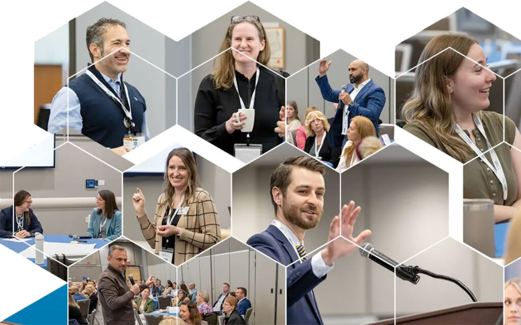 A collage of speakers and attendees from past healthcare events at NEOMED.