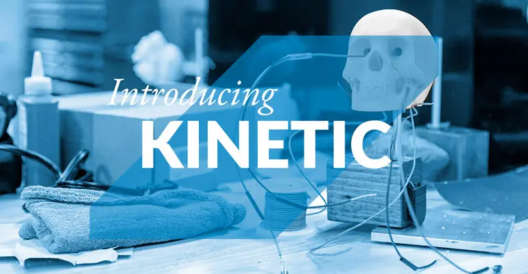 The words "Introducing Kenetic" with lab equipment in the background.