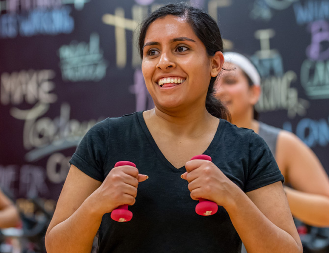 People participating in a kickboxing class at Sequoia Wellness.