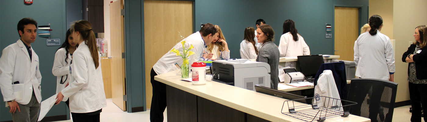 Students working in the student-run free clinic