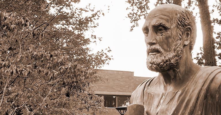 A statue on the NEOMED campus.